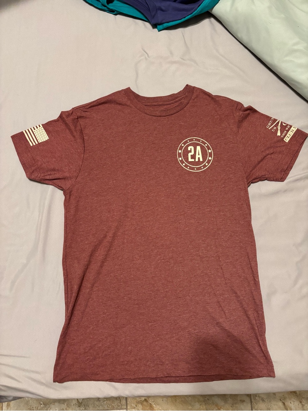 Grunt Style Maroon Short Sleeve Tee with 2A Emblem